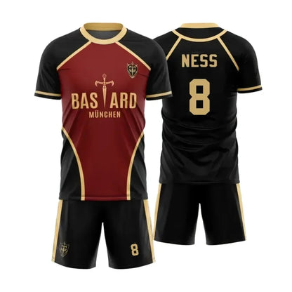 Jersey Futsal Pattern Vl Replika Blue Lock Anime Bastard Munich Men Short Sleeve Shorts Set Women's Street Casual Sports T Shirt